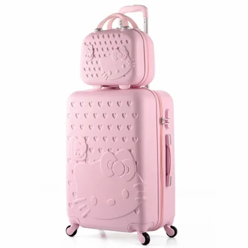 14 20 Inch Hello Kitty Suitcase,Spinner Rolling Luggage,Suitcases On Wheels,Trolley Luggage