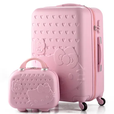 14 20 Inch Hello Kitty Suitcase,Spinner Rolling Luggage,Suitcases On Wheels,Trolley Luggage