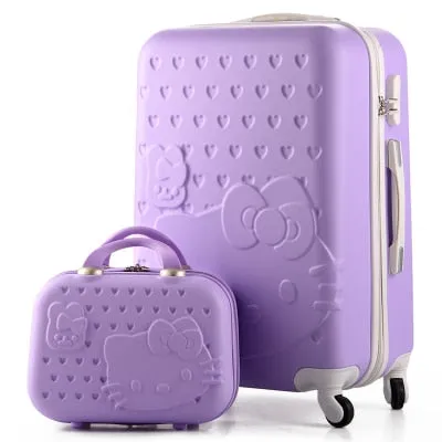 14 20 Inch Hello Kitty Suitcase,Spinner Rolling Luggage,Suitcases On Wheels,Trolley Luggage