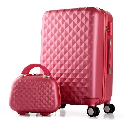 14 20 Inch,Woman Travel Case Suitcases,Diamond Luggage Travel Bag,Abs Travel Luggage,Rolling