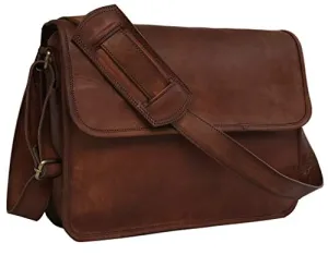 15 Inch Half Flap Leather Messenger Bag for Work, Laptop Shoulder Bag, New Job Gifts for Men and