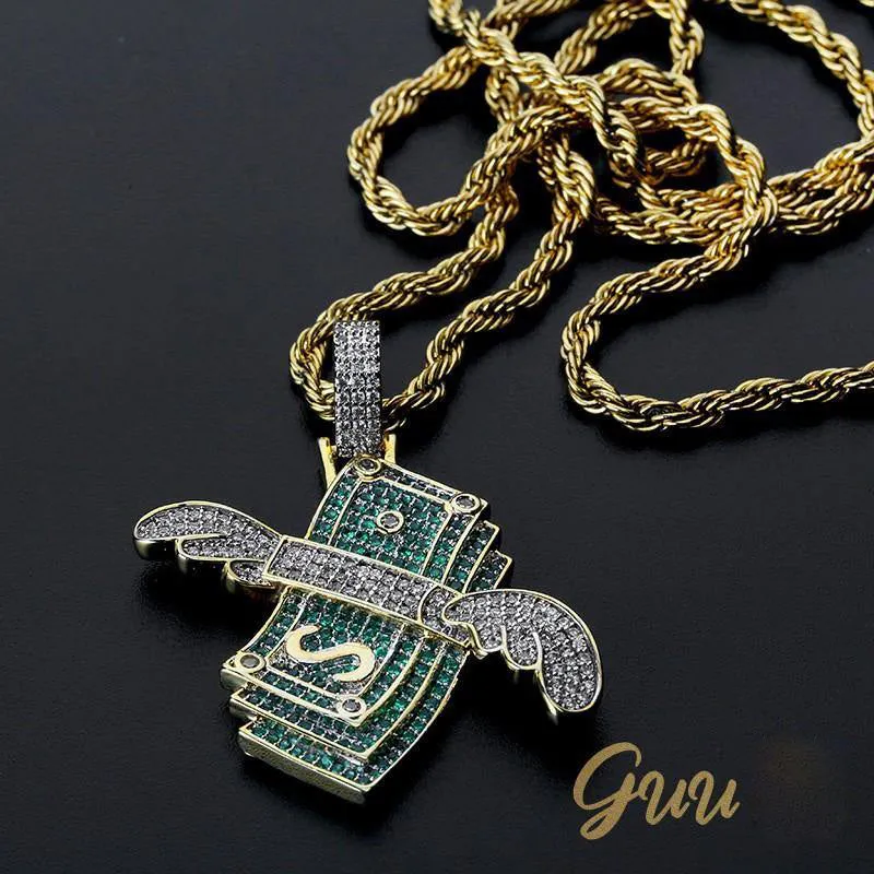 18K Gold-Plated AAA CZ Money Personality Pendant