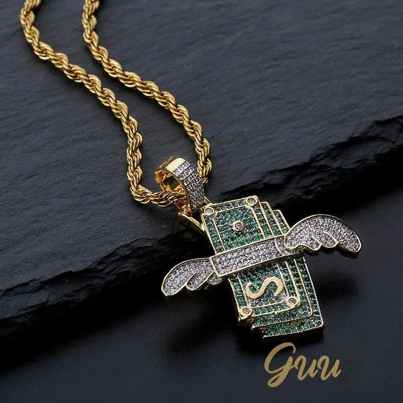 18K Gold-Plated AAA CZ Money Personality Pendant