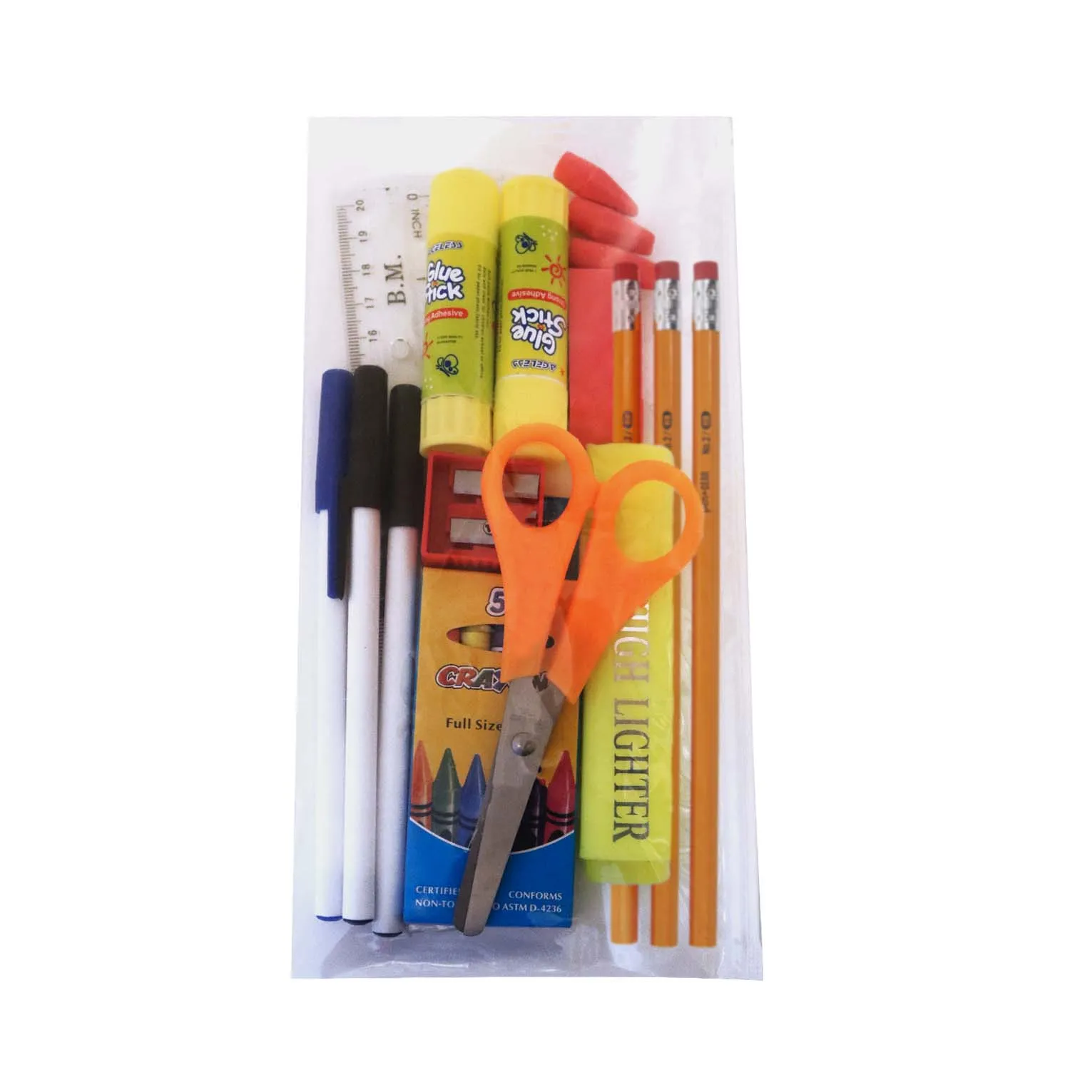 22 Piece Wholesale Basic School Supply Kits - Bulk Case of 48 Kits