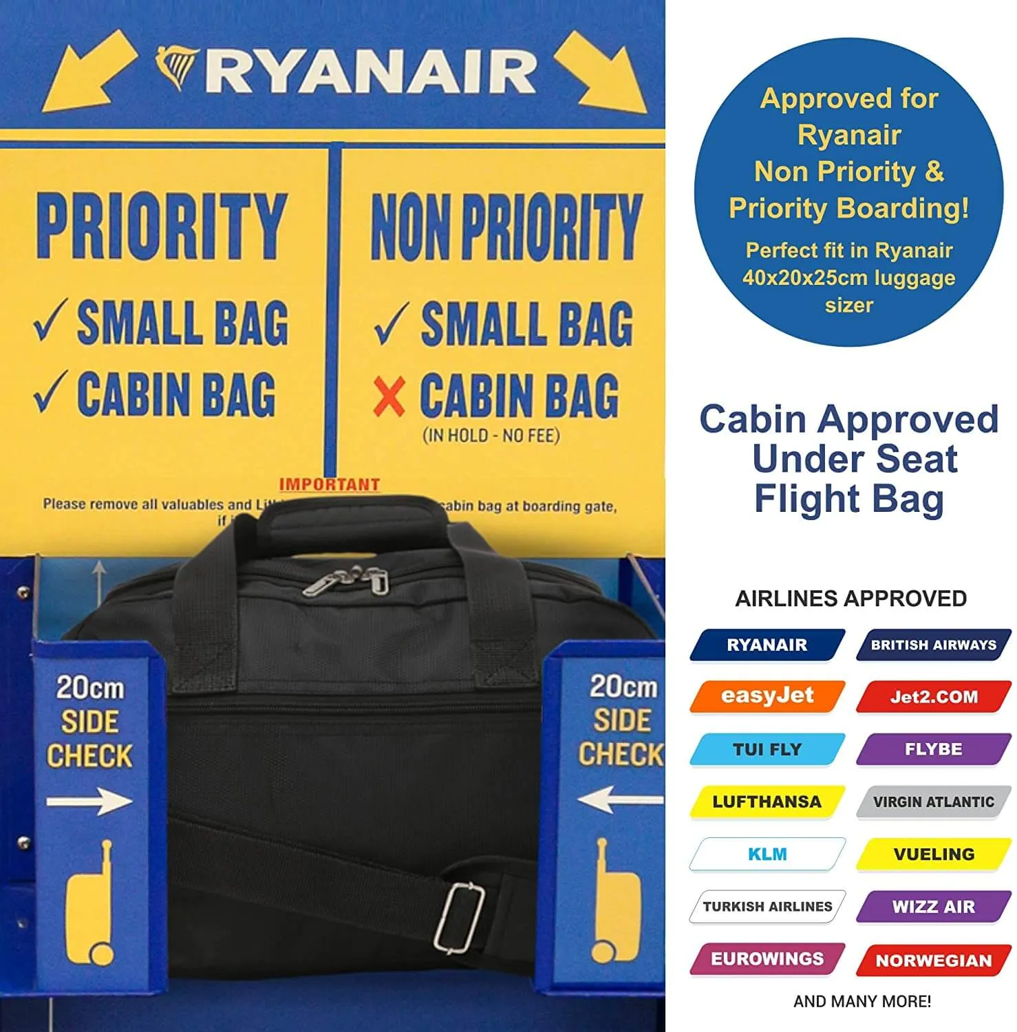 Aerolite Ryanair Ultimate Luggage Set, Priority Cabin Suitcase 55x40x20cm, Underseat Holdall 40x20x25cm, 29” Large Checked Suitcase, Luggage Scale and 2xTSA locks