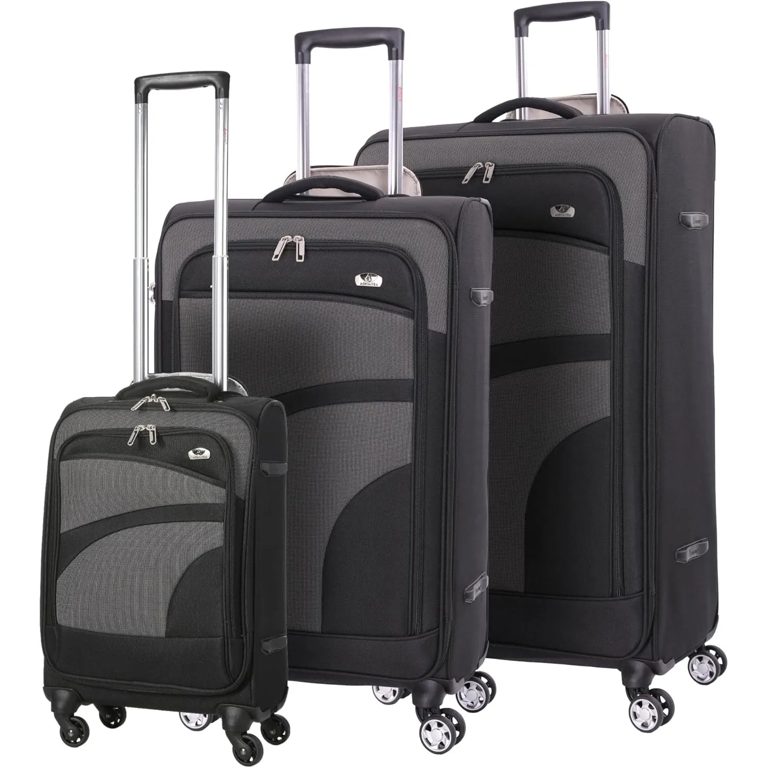 Aerolite Super Lightweight 4 Wheels Soft Shell Cabin & Hold Luggage Set of 3, Cabin Size Approved for Ryanair (Priority), easyJet (Plus/Large Cabin), British Airways, Delta, Lufthansa, (Cabin 21", Medium 26", Large 30")