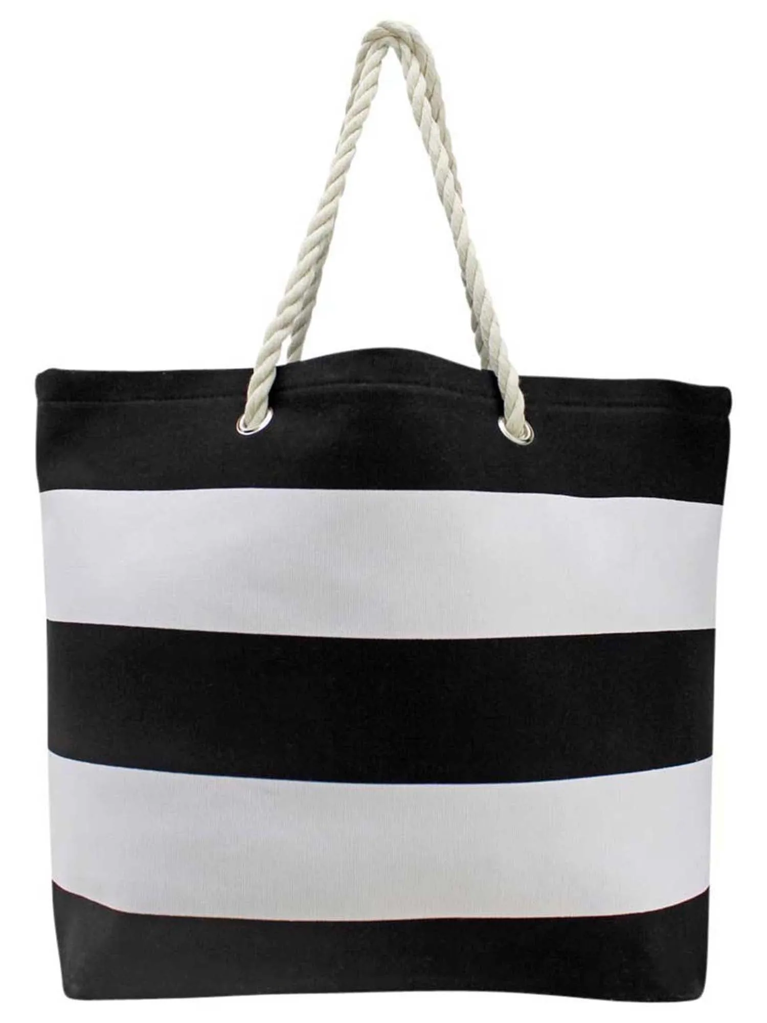 Black & White Wide Stripe Deluxe Oversize Beach Tote Bag