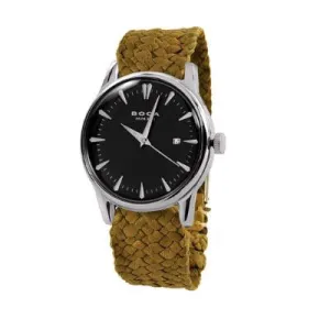 BOCA MMXII - ALFIERI BLACK FACE WATCH WITH CAMEL WOVEN STRAP