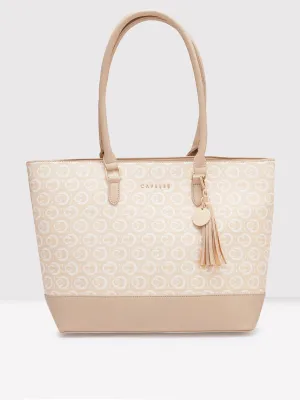 Caprese Cleo Laptop Tote Large Beige