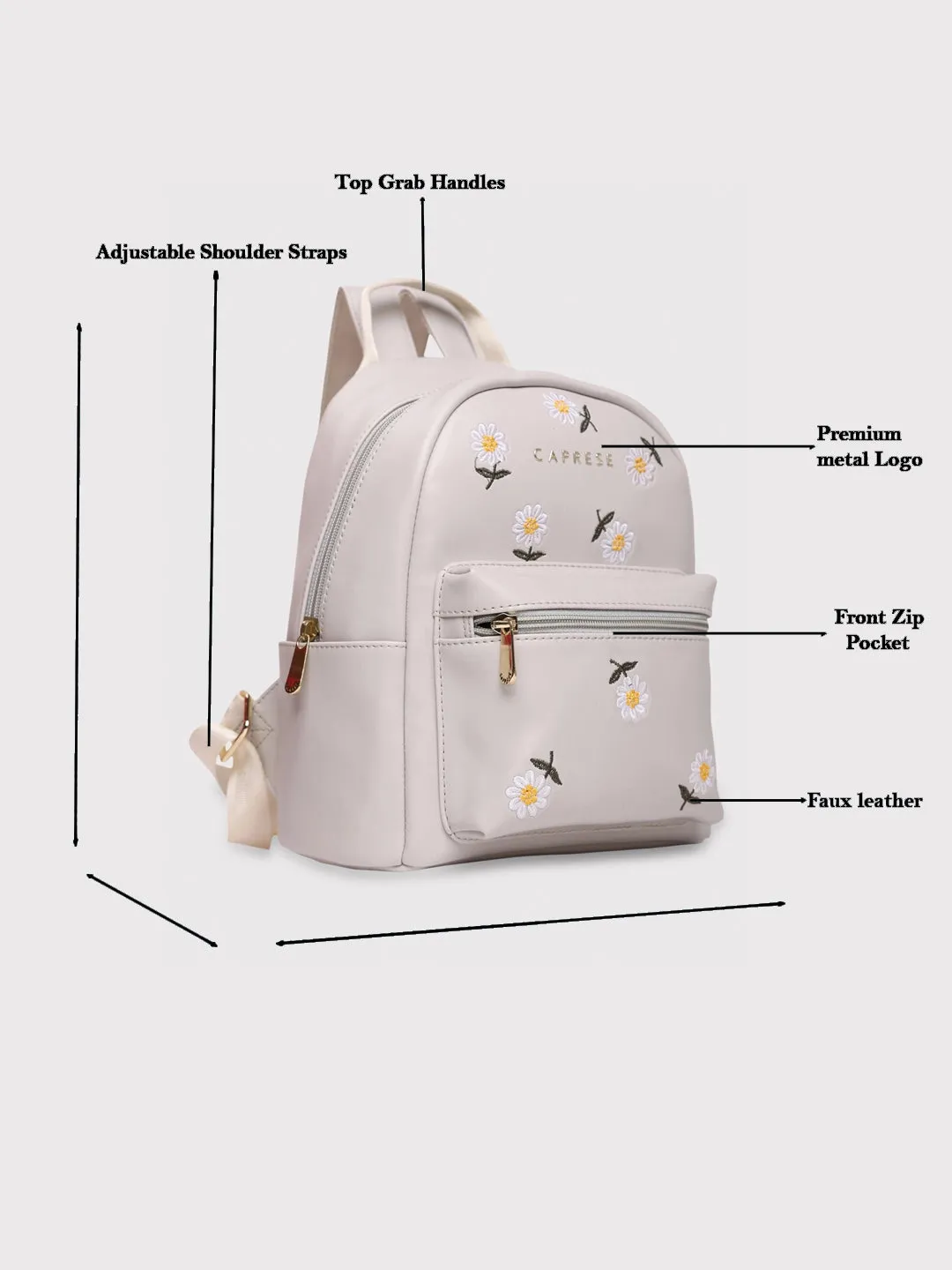 Caprese Kyle Backpack Small Light Grey