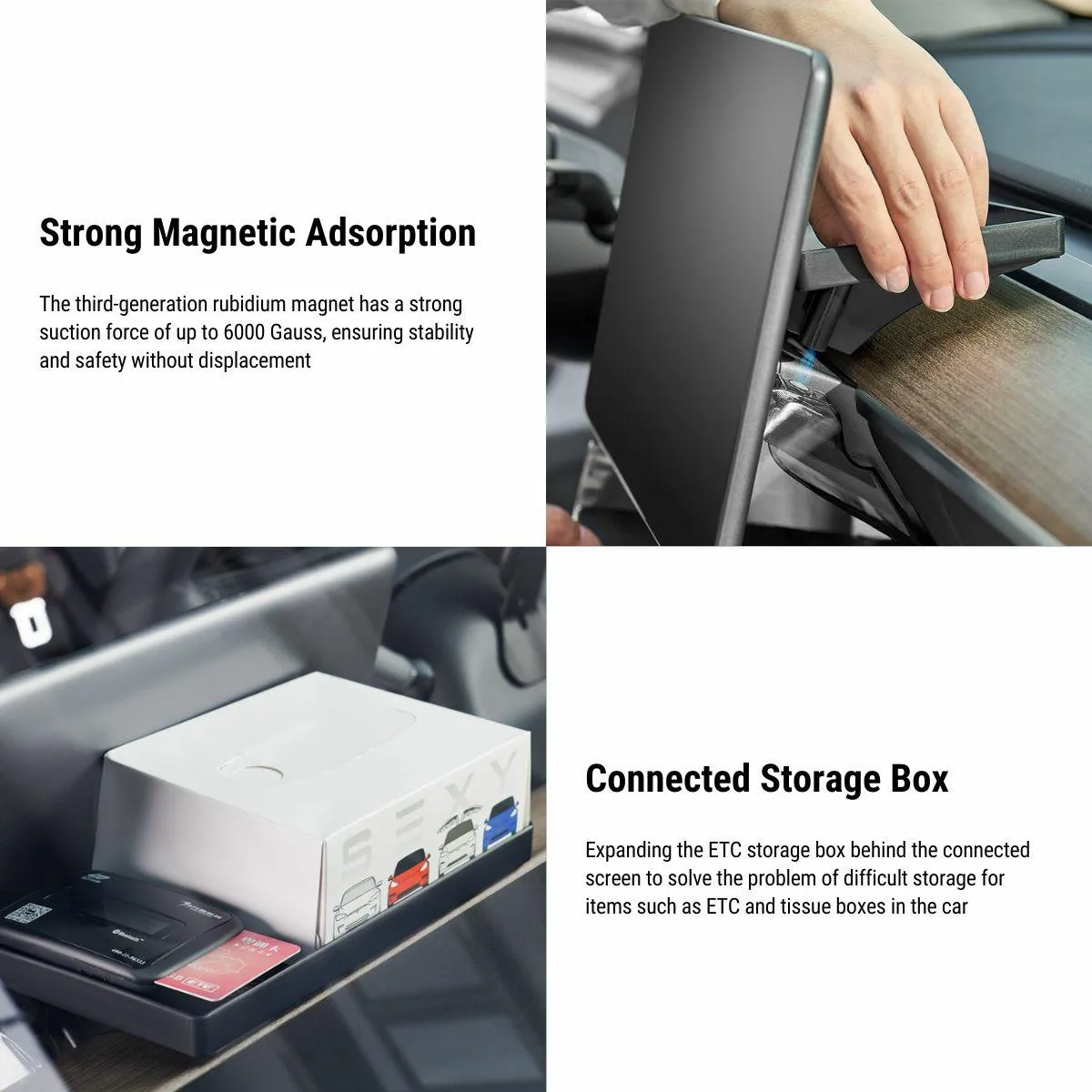 Center Console Organizer Under Screen Storage for Tesla Model 3 & Model Y