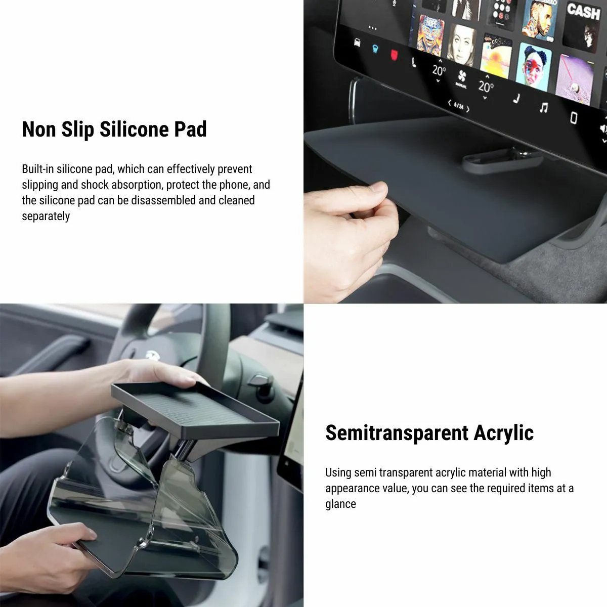 Center Console Organizer Under Screen Storage for Tesla Model 3 & Model Y