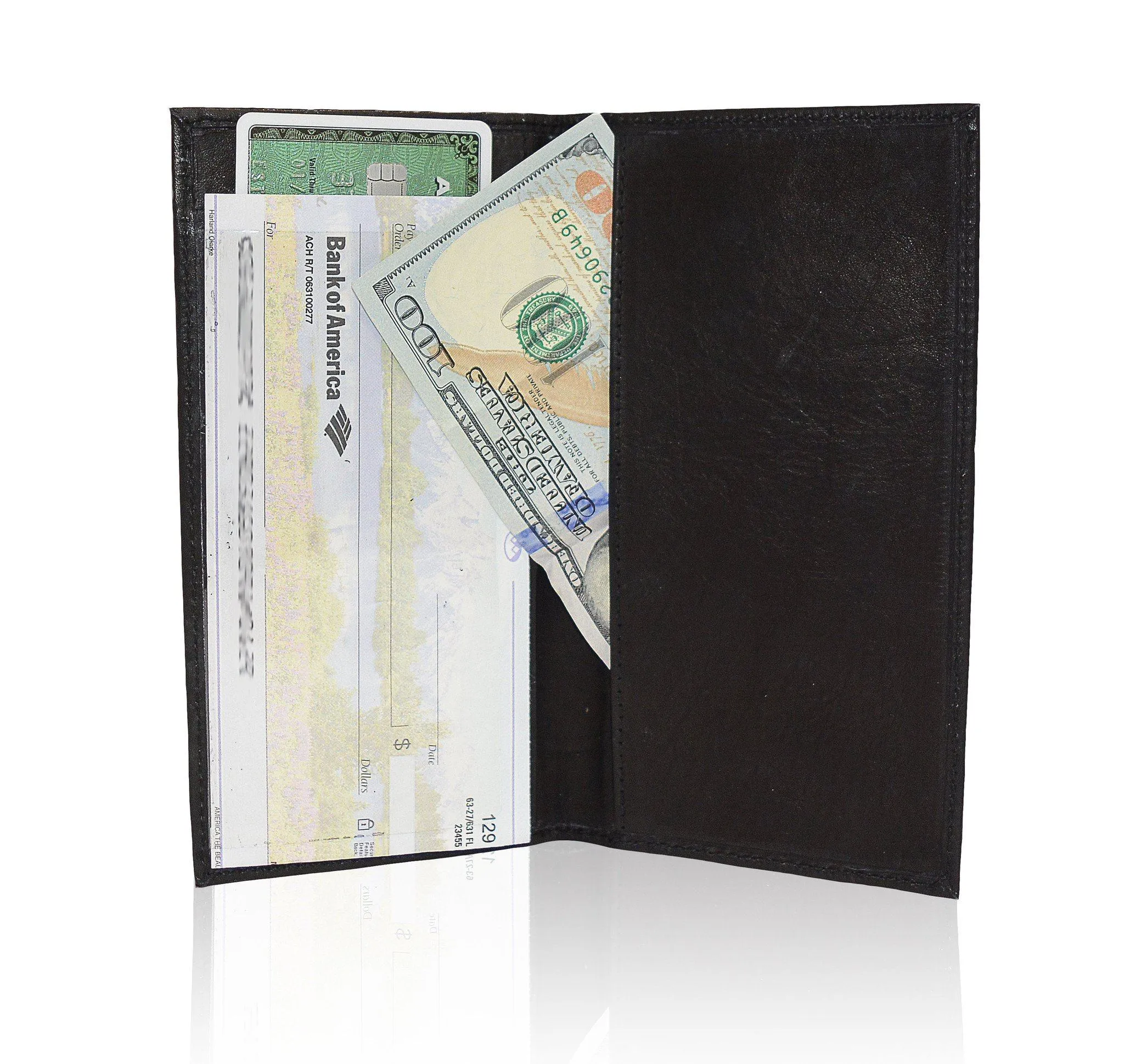 Deluxe RFID-Blocking Leather Checkbook Holder