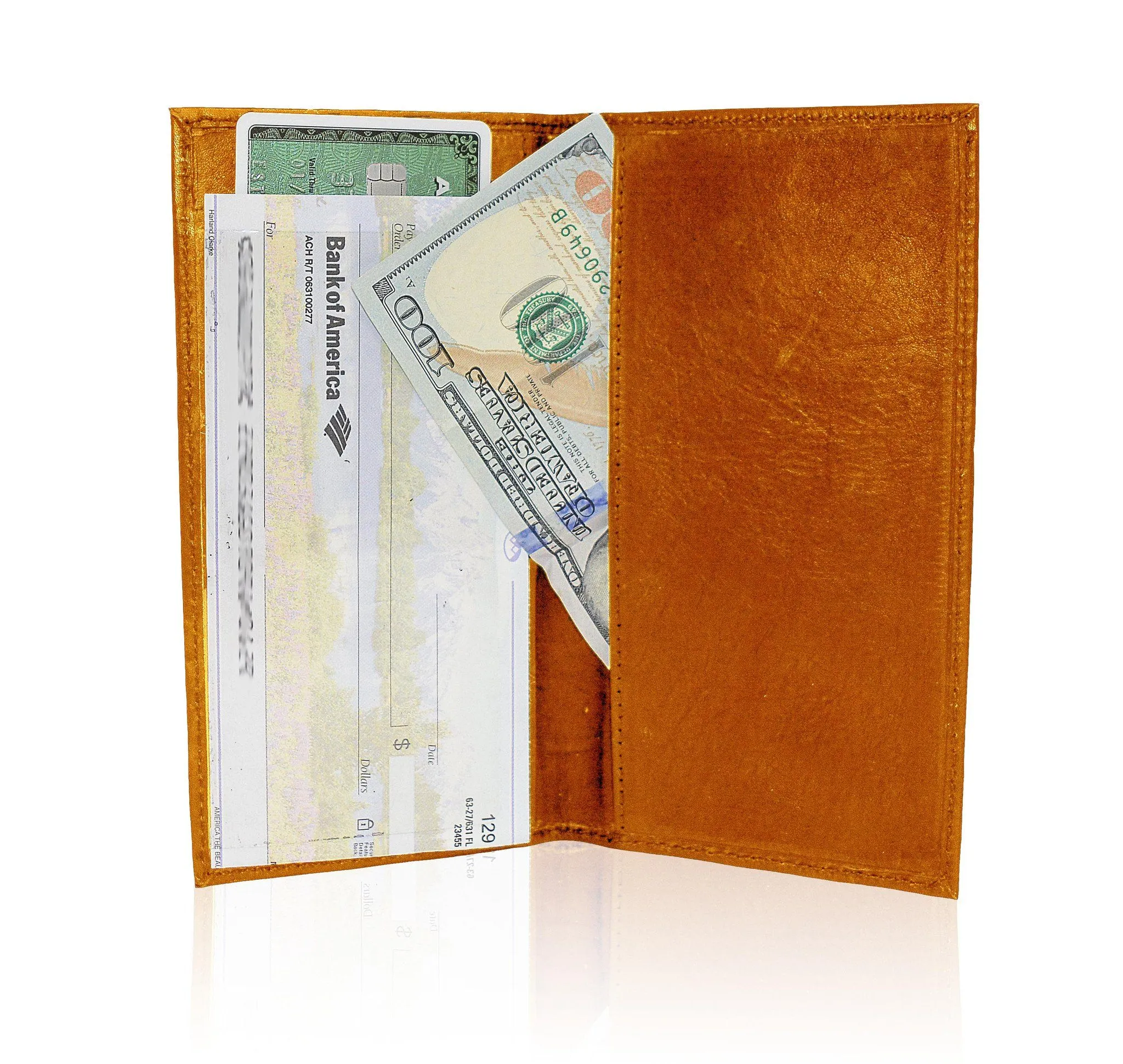 Deluxe RFID-Blocking Leather Checkbook Holder