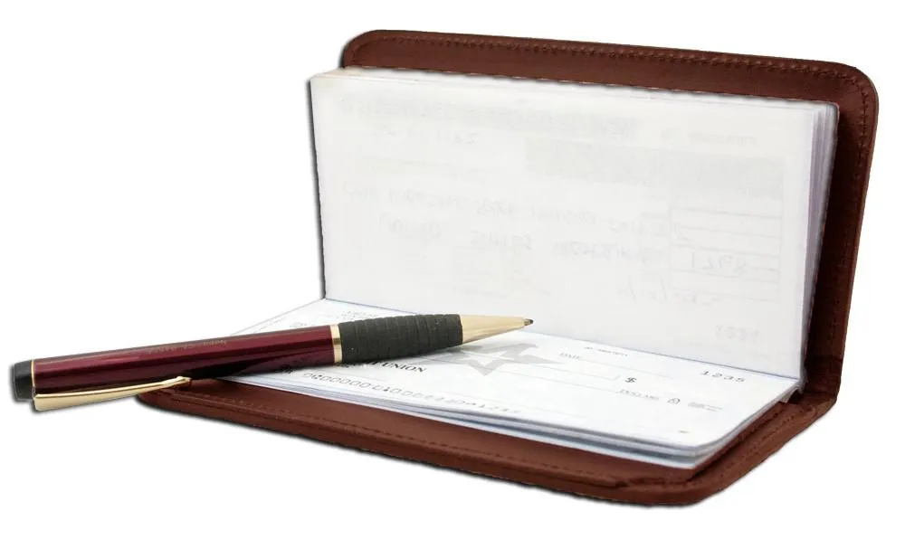 Deluxe RFID-Blocking Leather Checkbook Holder