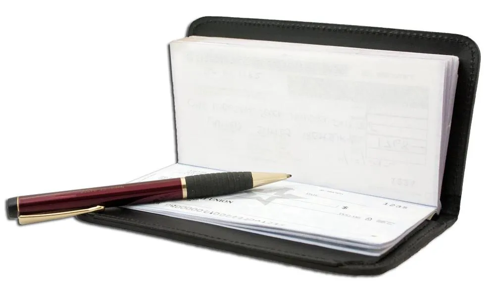 Deluxe RFID-Blocking Leather Checkbook Holder