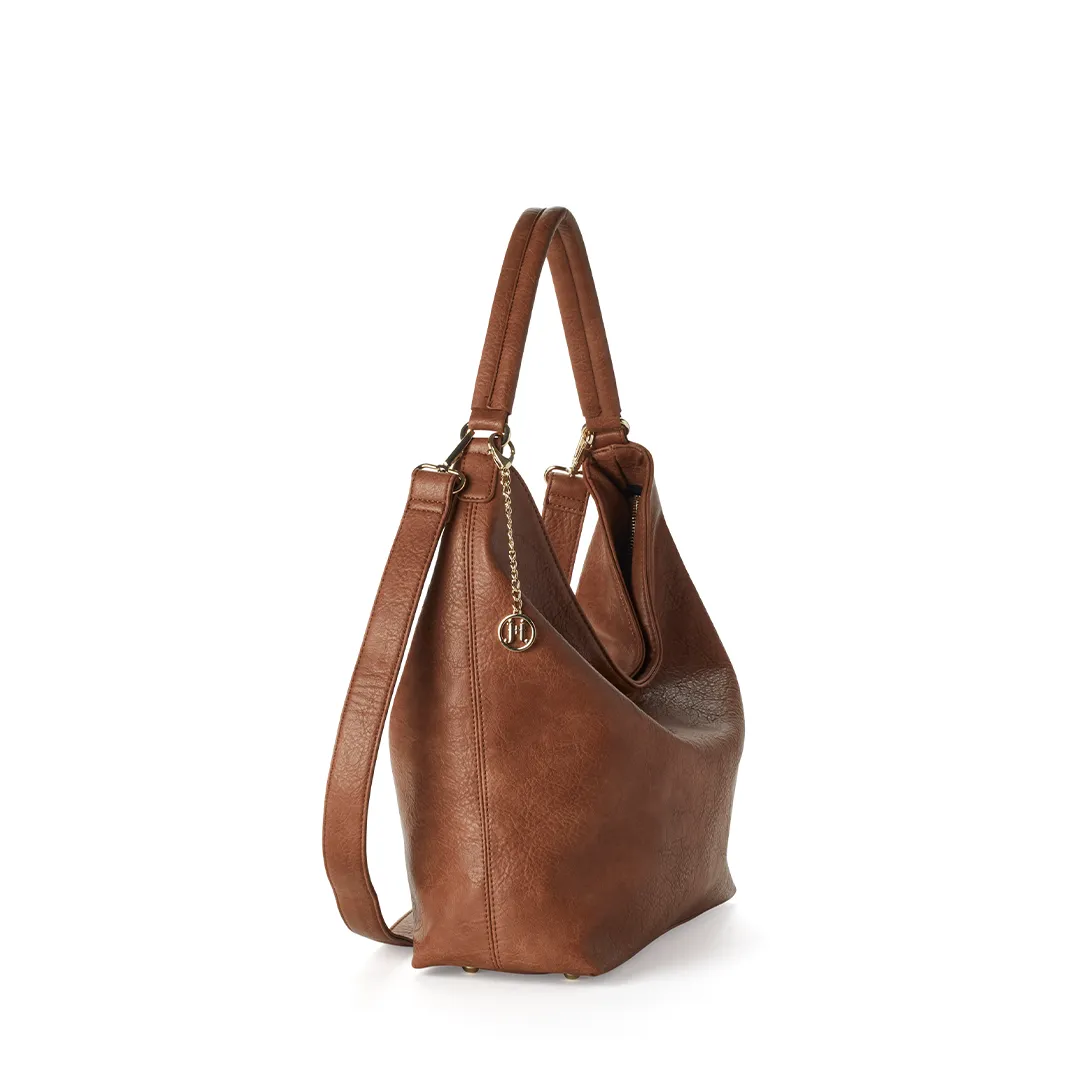 EMILY II Vegan Hobo Bag in Camel