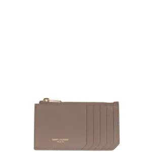 Fragments Zip Card Holder Grained, Taupe