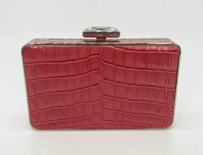 Judith Leiber Pink Alligator Box Clutch