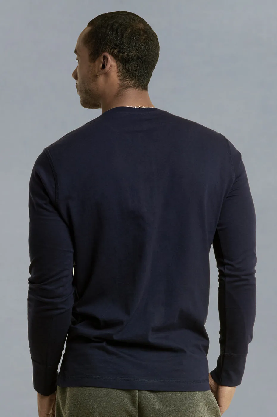 KNOCKER MEN'S HENLEY SHIRT (MHS001_NAVY)