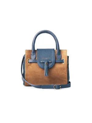 Mini Windsor Handbag - Tan & Cornflower Blue