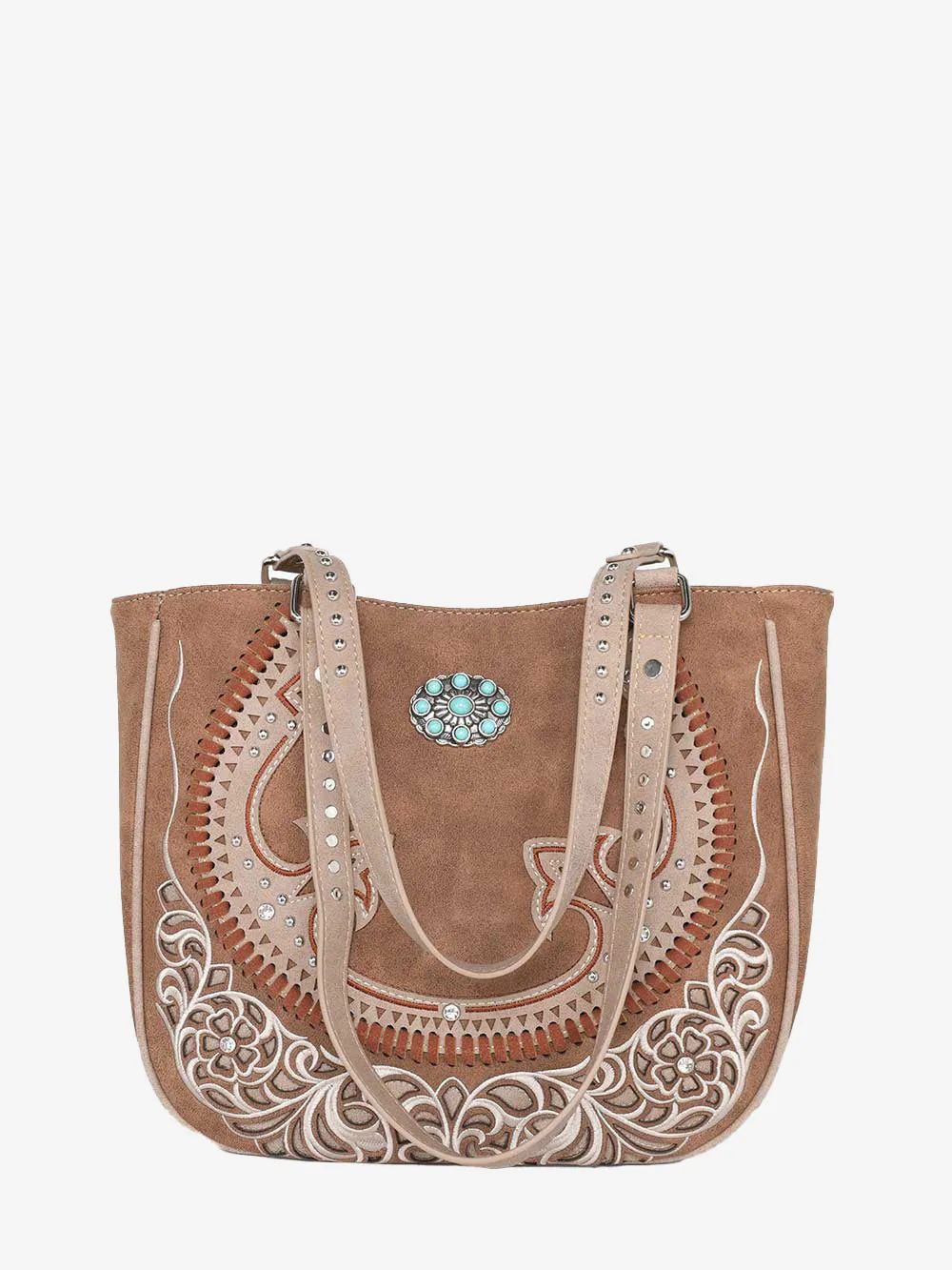 Montana West Cut-out Turquoise Stone Concho Tote Bag