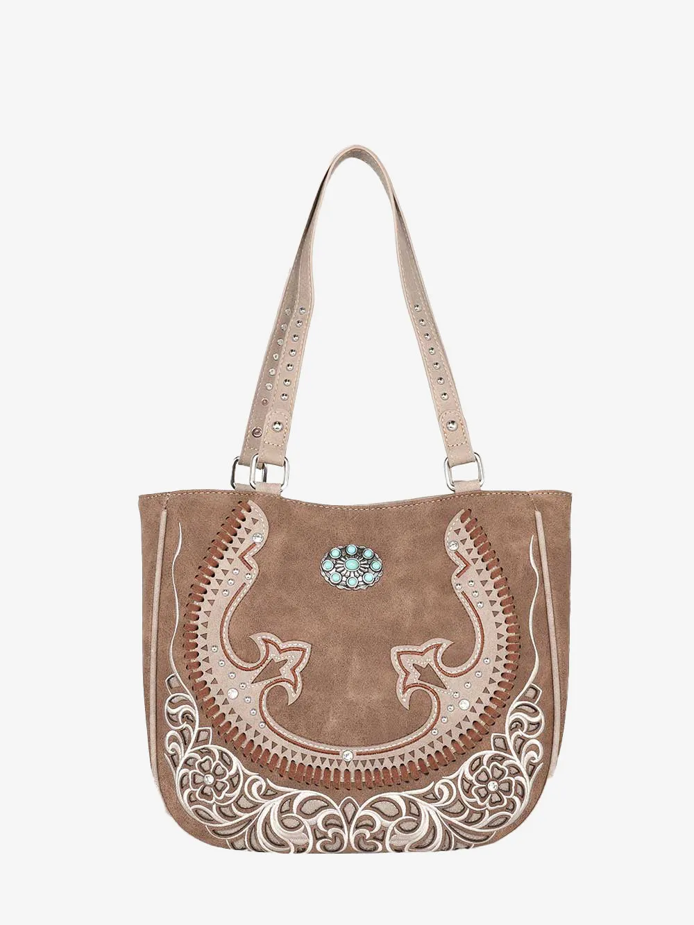 Montana West Cut-out Turquoise Stone Concho Tote Bag