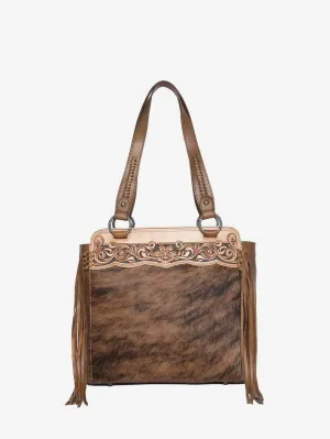 Montana West Floral Tooled Hair-on Western Fringe Tote Bag