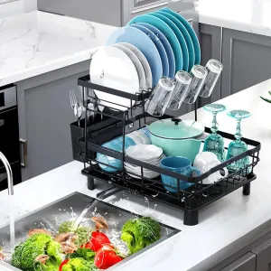 Multi-function Storage Organizer Double Layer Iron Dish Drainer