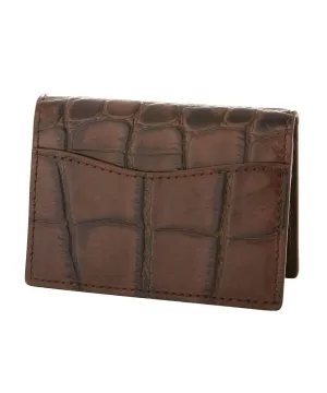 Signature Croc Embossed Leather ID Card Case