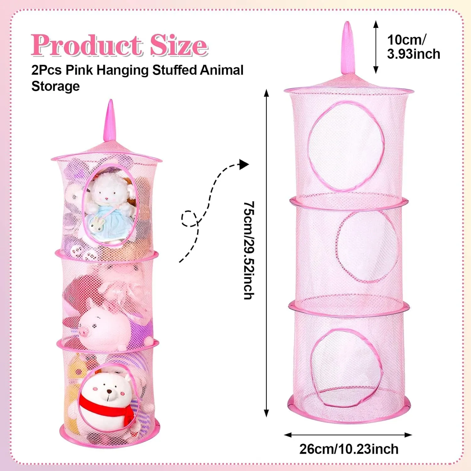 Spring 2Pcs 75 * 26Cm Stuffed Animal Storage Hanging Mesh Stuffed Animal Net